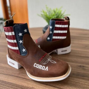 Botina Gustavo - Couro Horse Nescau/ Bordado Americana