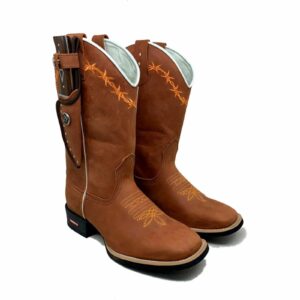 BotaFaca Arame
- Couro Crazy Horse Telha | Bordado Laranja