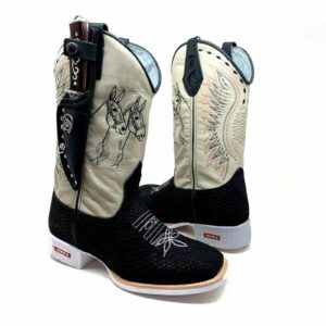 BotaFaca Mulas
- Couro Cano Napa Flay Bege | Gáspea Couro Nobuck Preto Estilizado em Tilápia | Mulas Preto