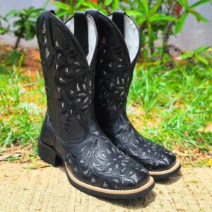 Bota Feminina Fort Boots Preta Brilho Prata Ref.309