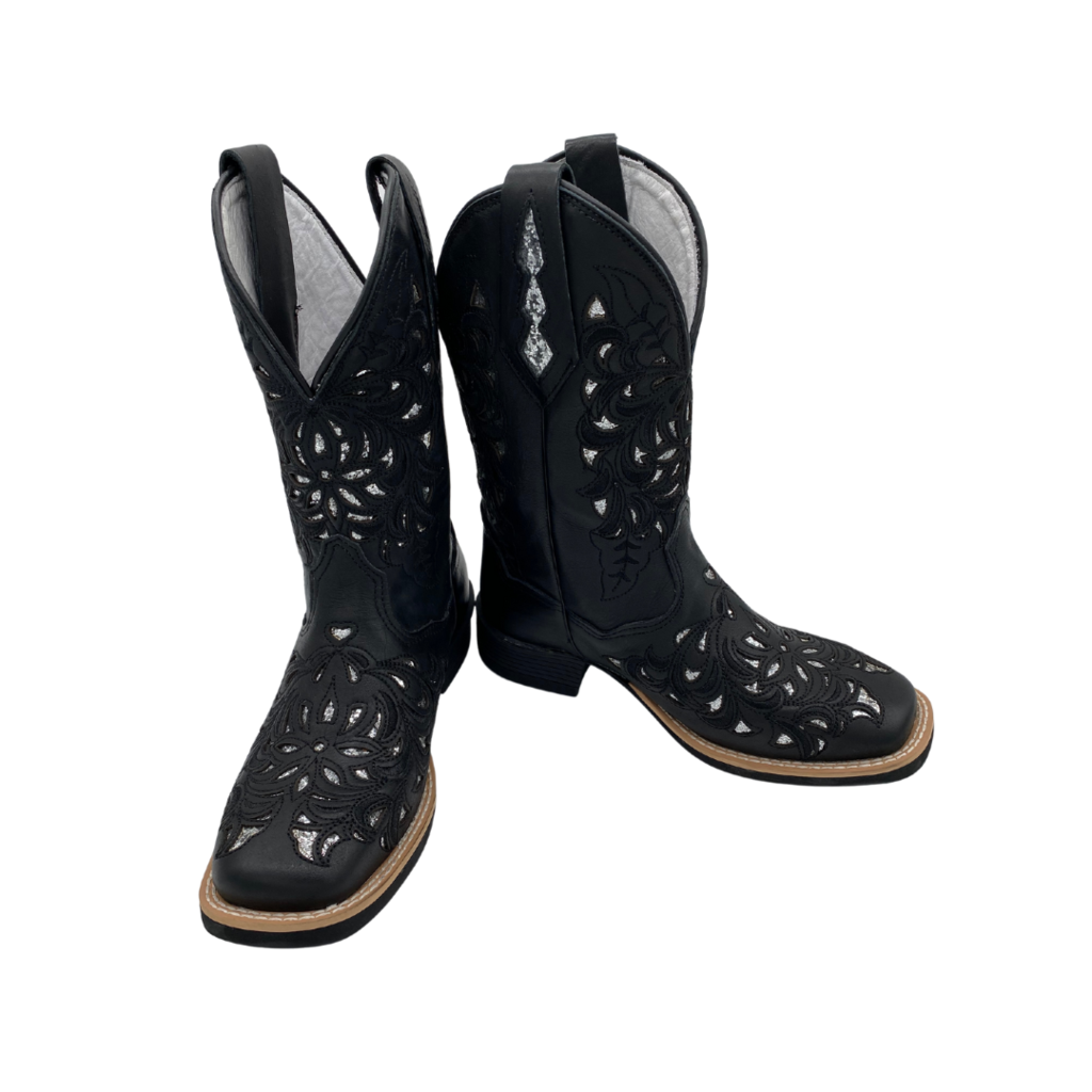 Bota Feminina Fort Boots Preta Brilho Prata Ref.309 - Imagem 4