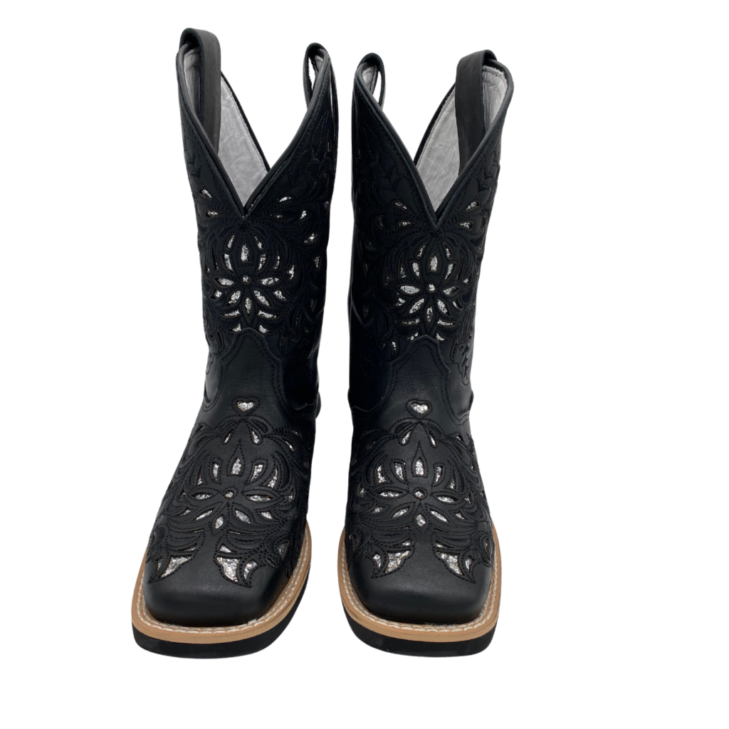 Bota Feminina Fort Boots Preta Brilho Prata Ref.309 - Imagem 3