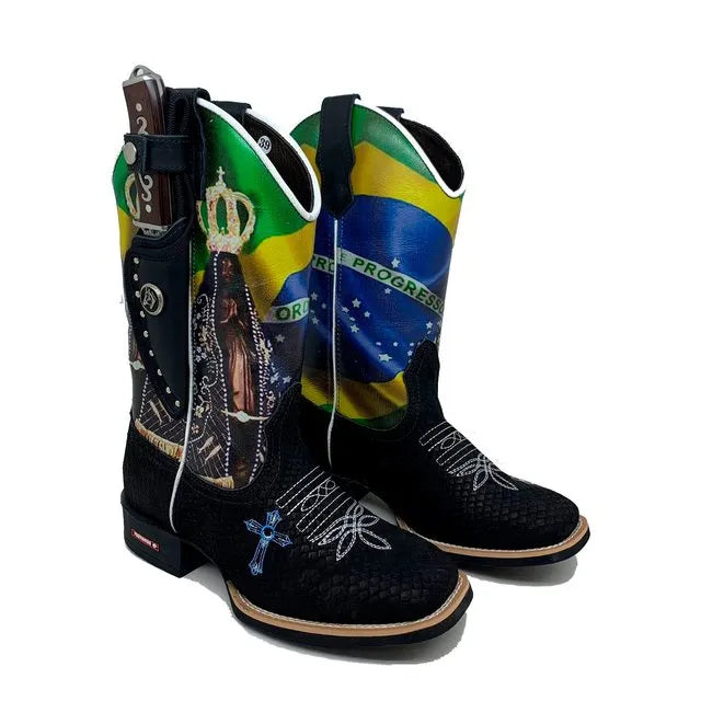 BotaFaca Patriota
- Couro Cano Estampa | Gáspea Couro Nobuck Estilizado em Tilapia Preto