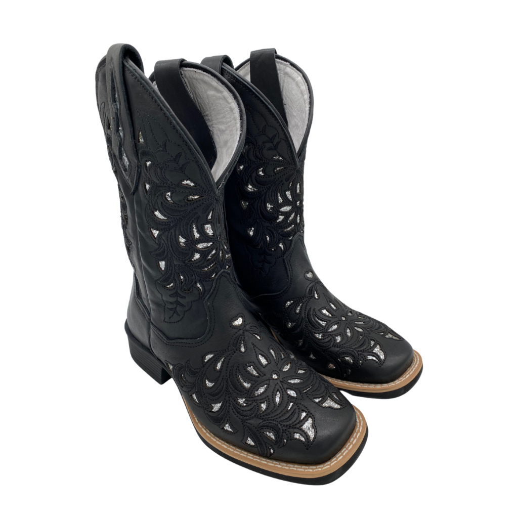 Bota Feminina Fort Boots Preta Brilho Prata Ref.309 - Imagem 2