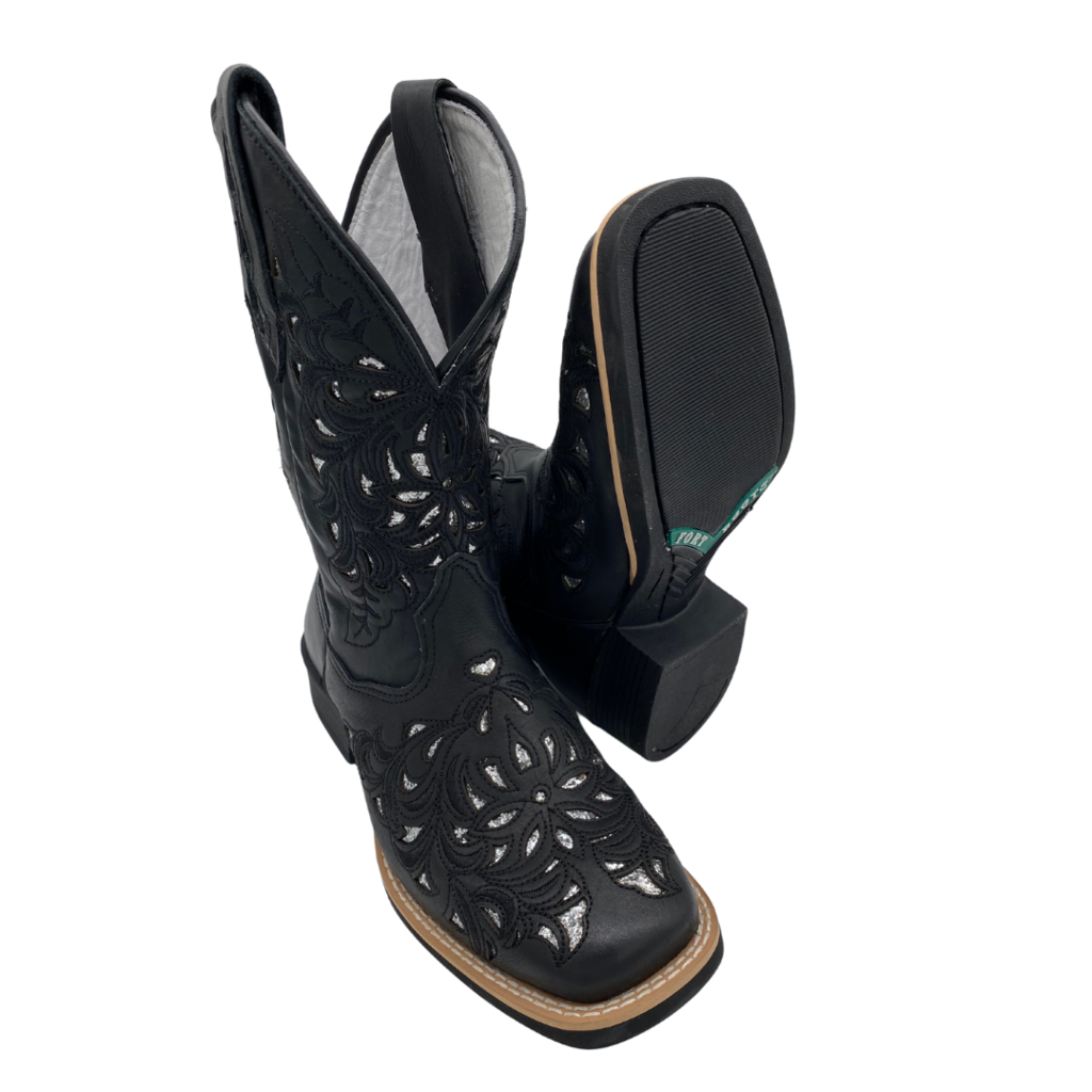 Bota Feminina Fort Boots Preta Brilho Prata Ref.309 - Imagem 5