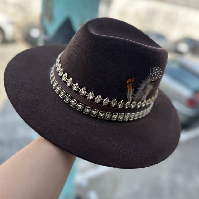 CHAPÉU LAUANA PREMIUM AVELUDADO ESTILIZADO - MARROM - Imagem 3