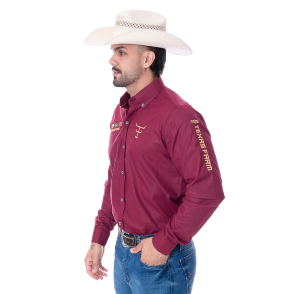 Camisa Competição Masculina Texas Farm Bordô - Imagem 2