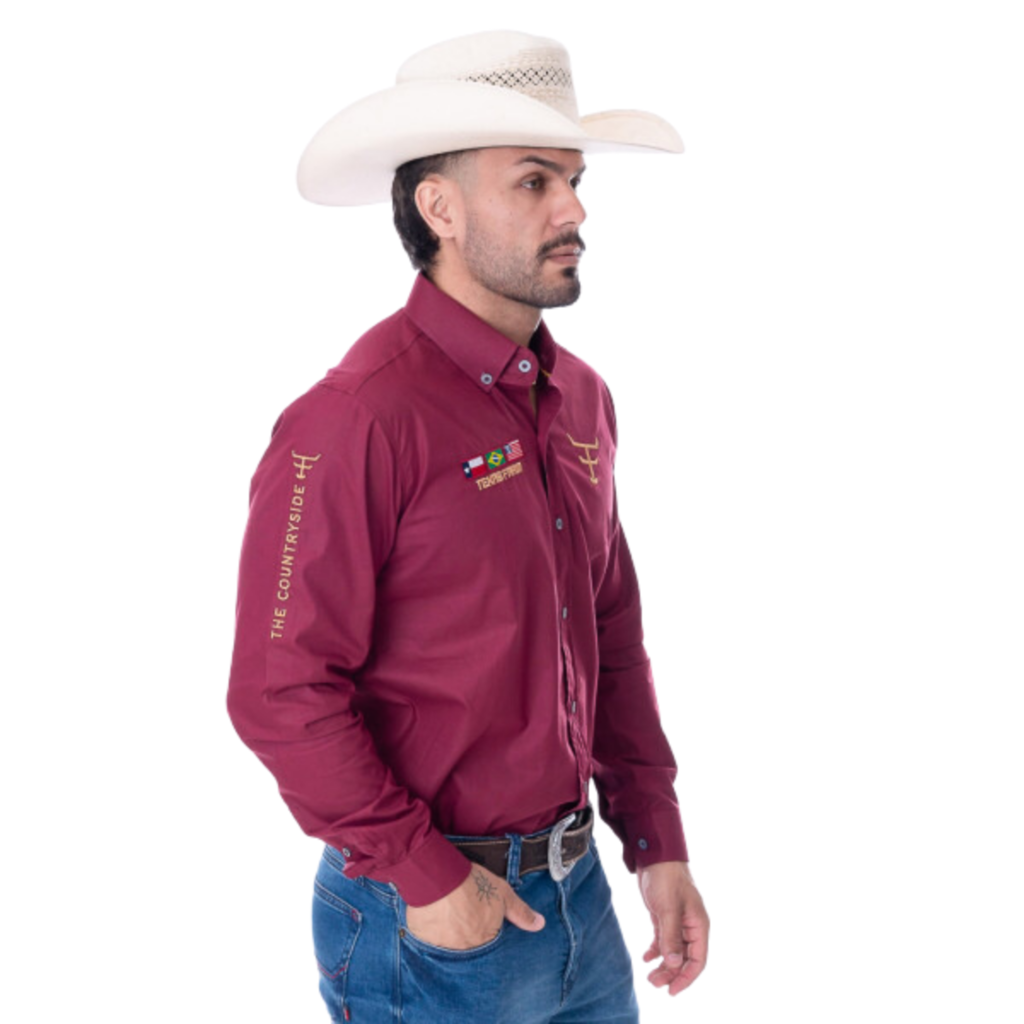 Camisa Competição Masculina Texas Farm Bordô - Imagem 3