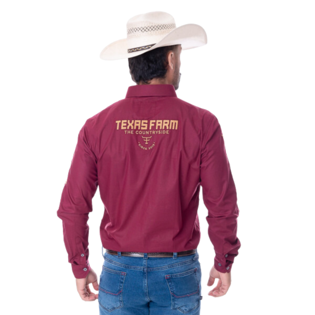Camisa Competição Masculina Texas Farm Bordô - Imagem 4