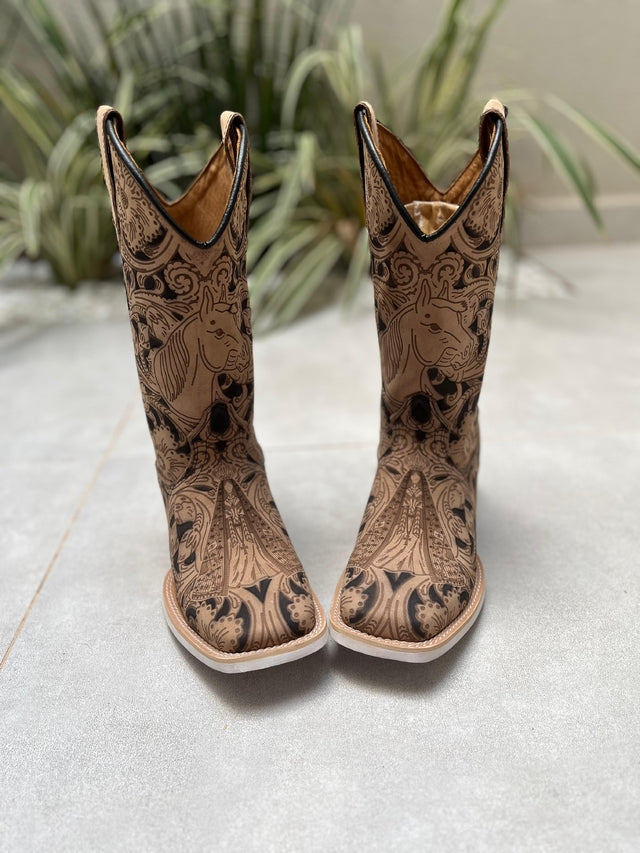 BOTA TEXANA LASER CAVALO E NOSSA SENHORA - Imagem 2