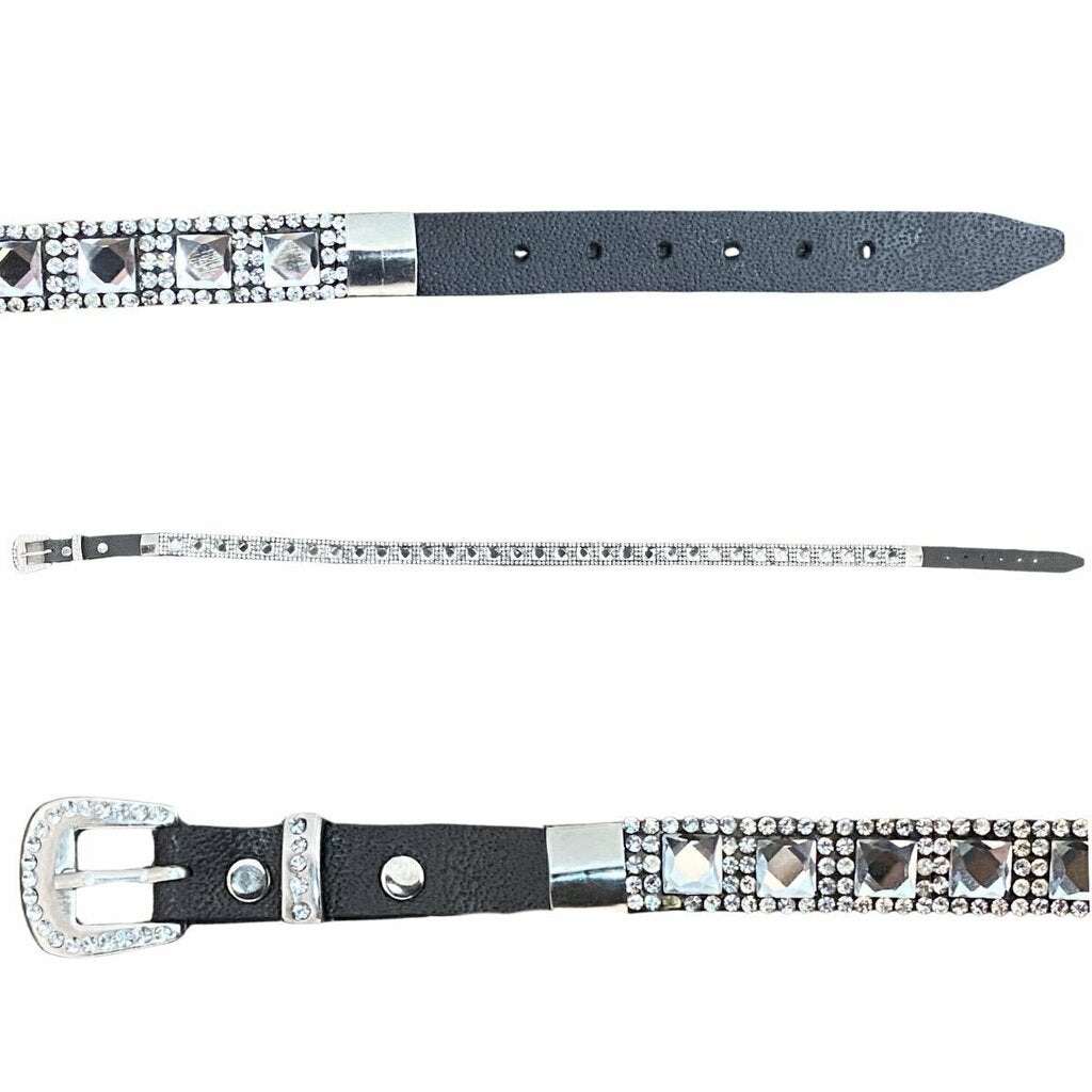 Bandinha Para Chapéu Infantil Couro Preto Strass - Imagem 2