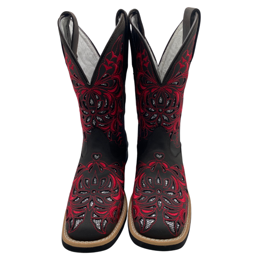 Bota Feminina Vermelha Brilho Prata - Imagem 3