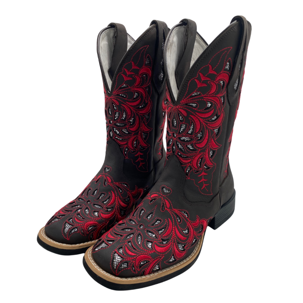 Bota Feminina Vermelha Brilho Prata - Imagem 4