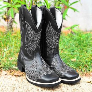 Bota Feminina Brilho Asa Prata