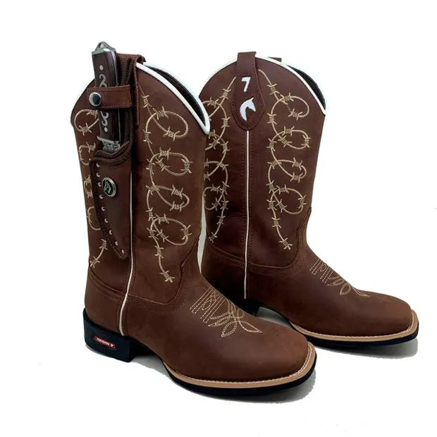 BotaFaca Aramada
- Couro Crazy Horse Nescau | Bordados Bege