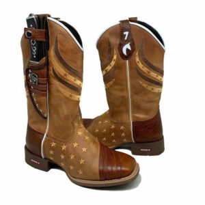 BotaFaca Americana Gold
- Couros Fóssil Havana e Havana Chapado | Bordados Estrelas | Tons Marrom e Bege