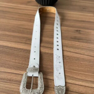 Cinto - Couro Floatter Branco/Bordado Florência Branco