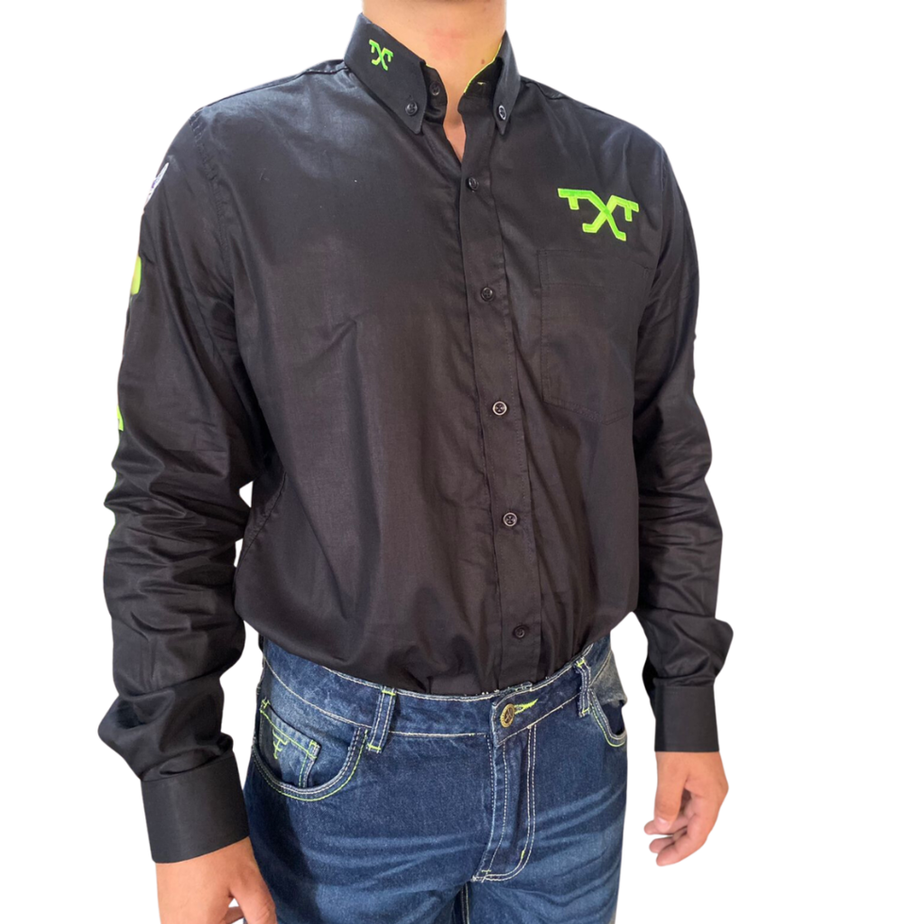 Camisa Masculina Tex Team Preta/Verde Neon - Imagem 2