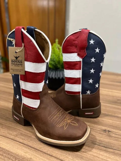 Texana Alex - Couro Horse Nescau/ Bordado Americana