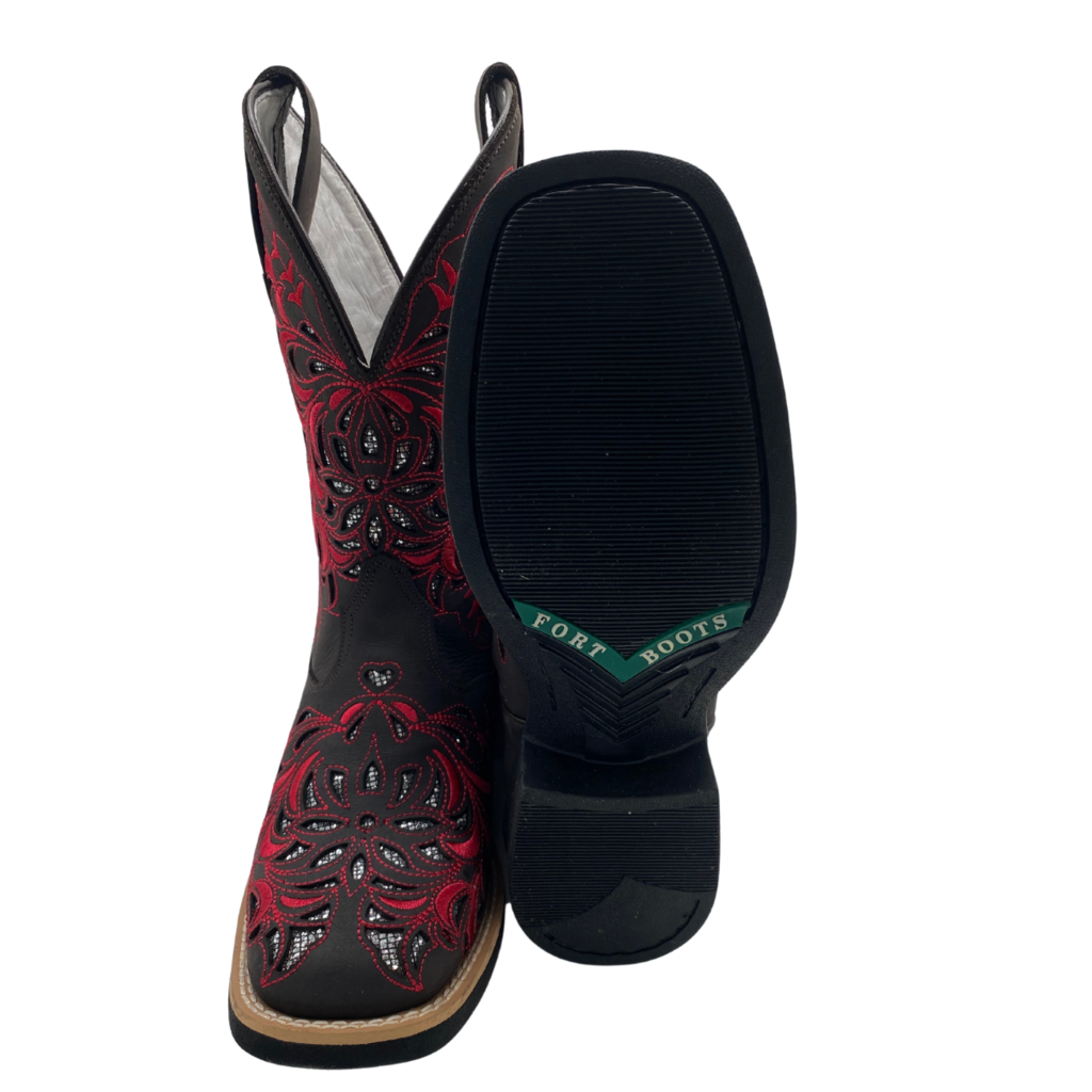 Bota Feminina Vermelha Brilho Prata - Imagem 6