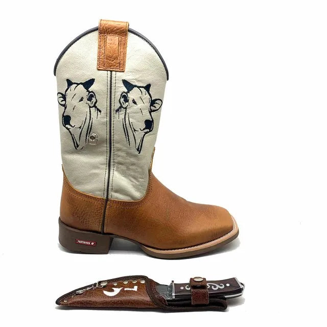 BotaFaca Boi Nelore
- Couro Cano Napa Flay Bege | Couro Gaspea Fóssil Havana | Bordado Preto - Imagem 3