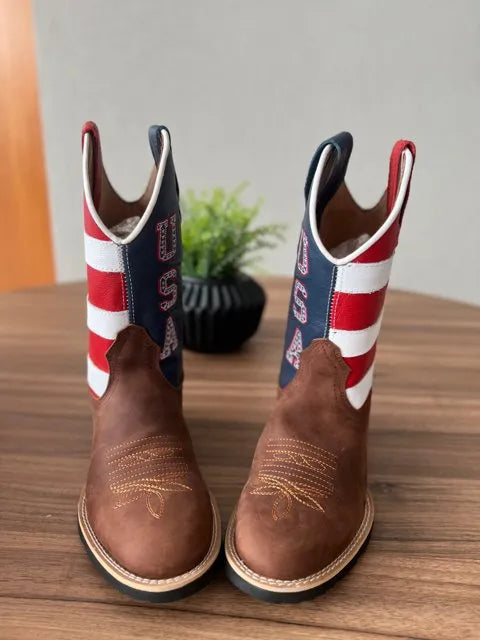 Texana Alex - Couro Horse Nescau/ Bordado Americana (bico redondo) - Imagem 2