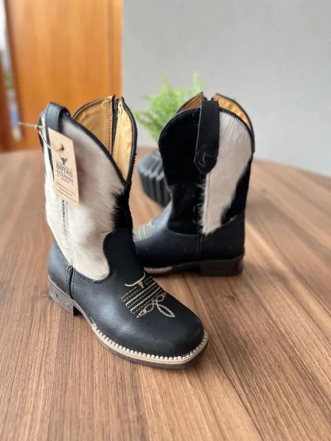 Texana Heitor Infantil - Couro Holandês e Látego Preto/Sem Bordado
