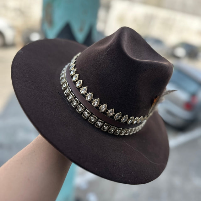 CHAPÉU LAUANA PREMIUM AVELUDADO ESTILIZADO - MARROM - Imagem 2