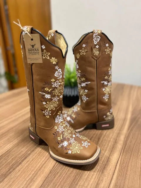 Texana Maitê - Couro Fóssil Havana/Bordado Florência