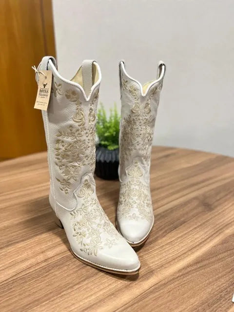 Texana Maitê Bico Fino - Couro Off-White/Florência Bege - Imagem 2