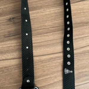 Cinto - Couro Nobuck Tilápia Preto/Pingente Padroeira