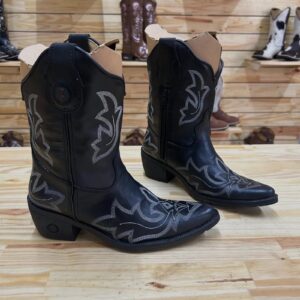 Texana Capota Asas - Couro Látego Preto | Bordado Branco