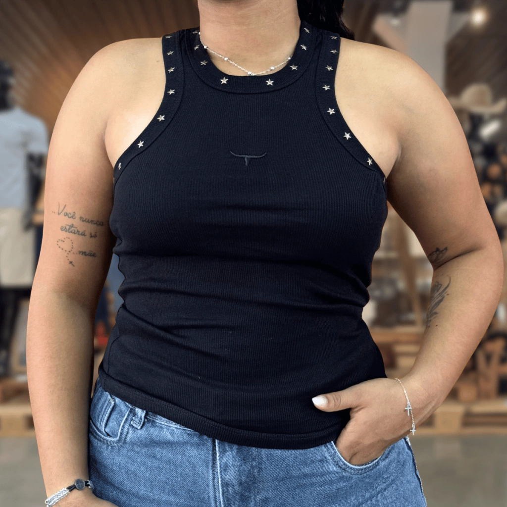 Regata Moiadeiros Fem Dallas Silk Estrela Preto