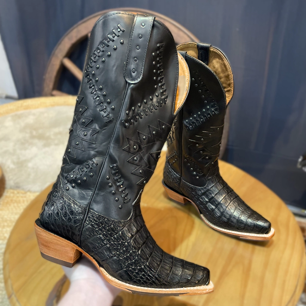 Bota Goyazes Fem Jacaré Barriga Preto